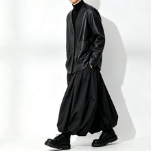 Load image into Gallery viewer, Japanese Loose Pleated V Neck PU Leather Jacket
