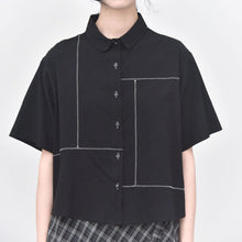 Load image into Gallery viewer, Women's Japanese Minimalist Zigzag Stitch Short Sleeve Shirt
