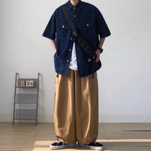 Load image into Gallery viewer, Denim Short-sleeved Loose Work Shirt
