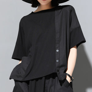 Panelled Loose Button T-shirt