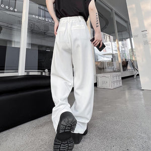 Thin Drape Slit Straight Casual Pants