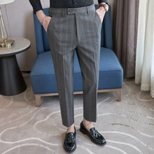 Load image into Gallery viewer, British Plaid Slim-fit Casual Trousers
