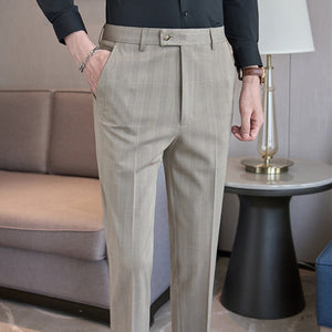 British Plaid Slim-fit Casual Trousers