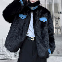 Load image into Gallery viewer, Reversible Deconstructed Leather Paneled Faux Fur Coat
