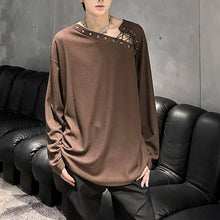 Load image into Gallery viewer, Asymmetrical Shoulder Straps Textured Long-Sleeve T-Shirt
