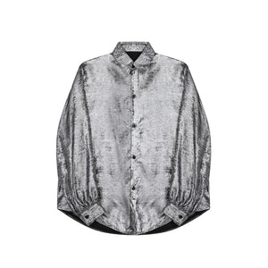 Reflective Draped Long Sleeve Shirt