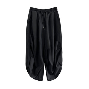 Draped Cropped Pleated Cropped Trousers
