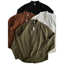 Load image into Gallery viewer, Breathable Cotton Stand Collar Long Sleeve Shirt Casual Top
