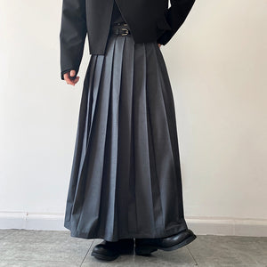 Pleated Double Belt Skirt Hakama Pants