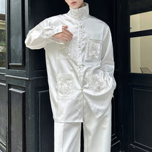 Load image into Gallery viewer, Stand-up Collar Beaded Casual Shirt Top
