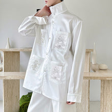 Load image into Gallery viewer, Stand-up Collar Beaded Casual Shirt Top
