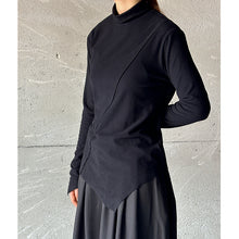 Load image into Gallery viewer, Irregular Brushed Half-high Collar Long-sleeved T-shirt
