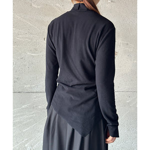 Irregular Brushed Half-high Collar Long-sleeved T-shirt