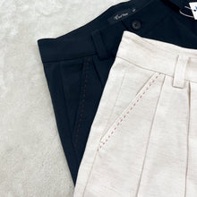 Load image into Gallery viewer, Tencel Linen Double Pleat Straight Drape Trousers
