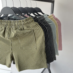 Cotton Striped 3-quarter Casual Shorts