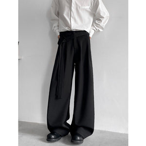 Button Drape Loose Wide Leg Pants