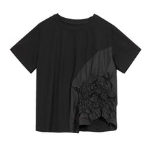 Load image into Gallery viewer, Casual Round Neck Irregular Stitching Pleated T-shirt
