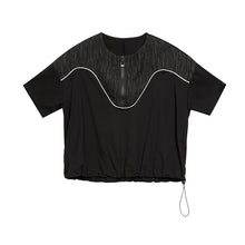 Load image into Gallery viewer, Women's Loose Drawstring Zipper T-shirt

