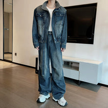 Load image into Gallery viewer, American Retro Washed Denim Jacket Machete Trousers Two-piece Suit
