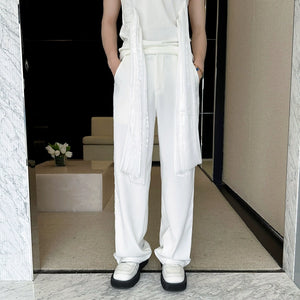 Heavy-duty Pearl Stitching Wide-leg Pants