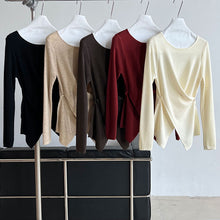 Load image into Gallery viewer, Irregular Hem Cross-over Knit Sweater
