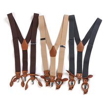 Load image into Gallery viewer, Adjustable Detachable Y Back Leather Suspenders Braces
