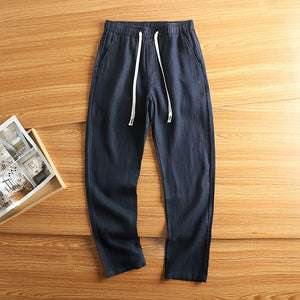 Linen Breathable Loose Drawstring Straight Trousers