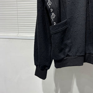 Dark Fake Two-piece Embroidered V-neck Sweatshirt