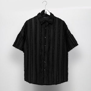 Vertical Striped Vintage Fringe Patchwork Shirt