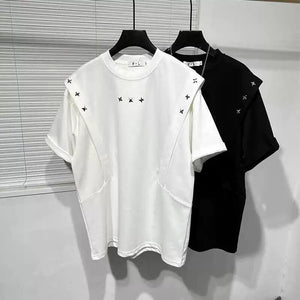 Loose Fake Two-Piece Studded T-shirt