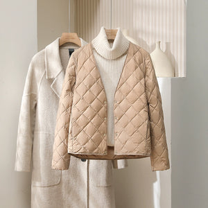 White Duck Down V-neck Down Jacket