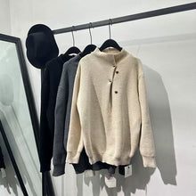 Load image into Gallery viewer, Vintage Turtleneck Button Loose Sweater

