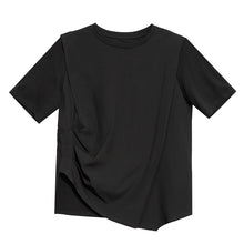 Load image into Gallery viewer, Draped Hem Pleated Patchwork T-shirt
