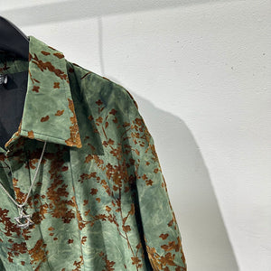 Vintage Print Loose Lapel Shirt
