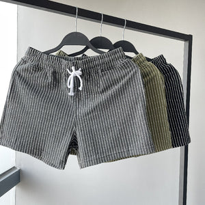 Cotton Striped 3-quarter Casual Shorts