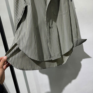 Striped Irregular Lapel Shirt