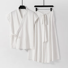 Load image into Gallery viewer, Two Piece Vest Sleeveless Cotton And Linen Suit
