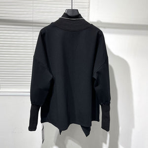 Loose Slit Stand Collar Sweatshirt