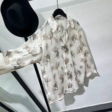 Load image into Gallery viewer, Semi-sheer Printed Loose-fit Long-sleeve Shirt
