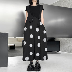 Polka Dot Print LooseWide-leg Overalls
