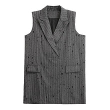 Load image into Gallery viewer, Ripped Loose Striped Suit Collar Vest Dress
