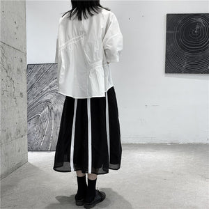 Japanese Style Irregular Pleated Loose T-shirt