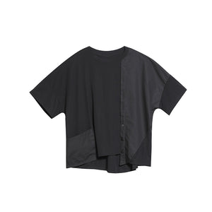 Panelled Loose Button T-shirt