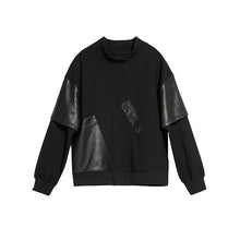 Load image into Gallery viewer, PU Leather Fake Two-piece Stand-up Collar Shirt
