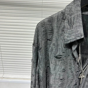 Ripped Loose Vintage Raw-edge Shirt