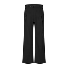 Load image into Gallery viewer, Linen Slanted Placket Double-pleat Straight Trousers
