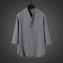 Load image into Gallery viewer, Vintage Ice Silk Loose Zen Clothes Half Sleeve T-shirt Drawstring Pants Two-Piece Set
