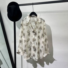 Load image into Gallery viewer, Semi-sheer Printed Loose-fit Long-sleeve Shirt
