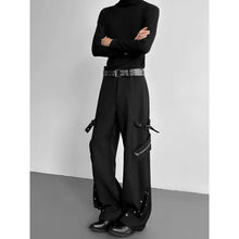 Load image into Gallery viewer, Metal Buckle Draped Casual Trousers
