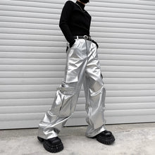 Load image into Gallery viewer, Silver Cargo Pants Stage Performance Outfit
